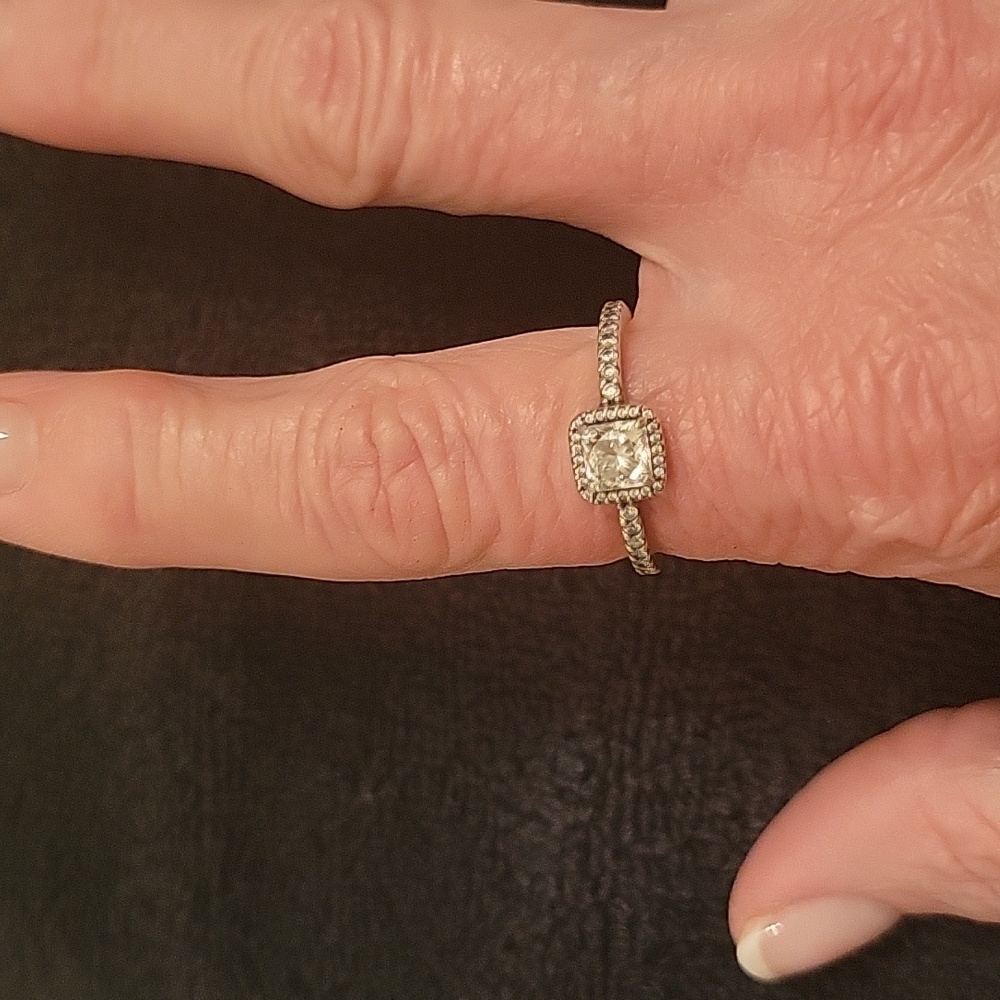 Pandora Square sparkle Halo ring